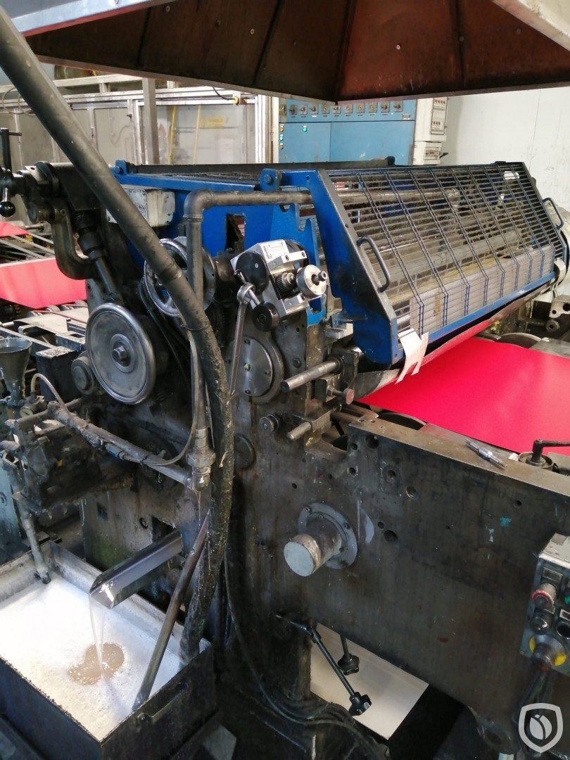 Crabtree Marquess tandem printing line with inline coater and Ballard tunnel oven