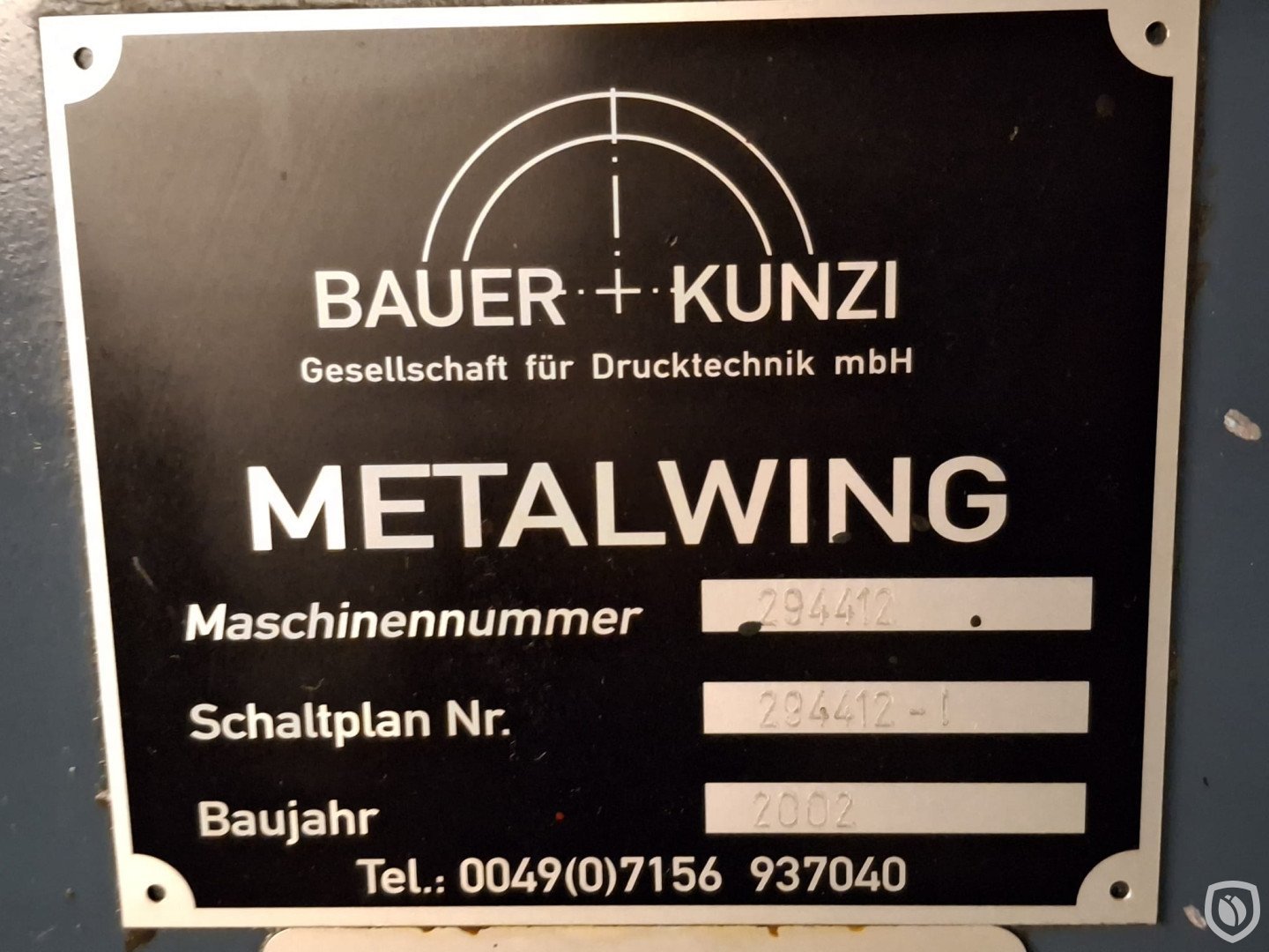 machine plate bauer+kunzi printer